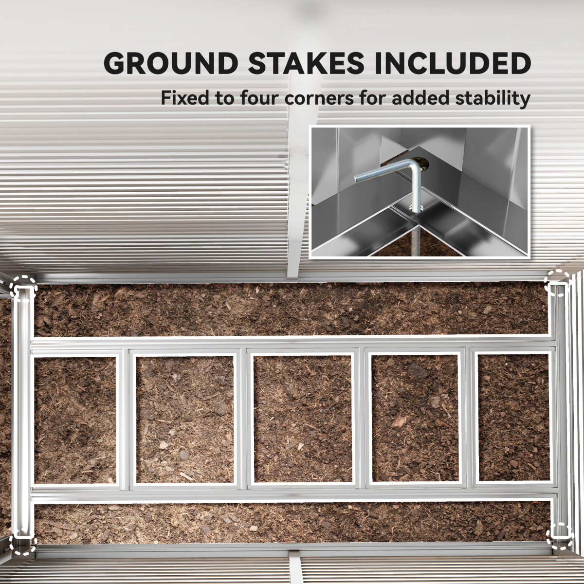 Outsunny 5 x 9ft Galvanised Metal Garden Shed with Foundation Kit, Brown