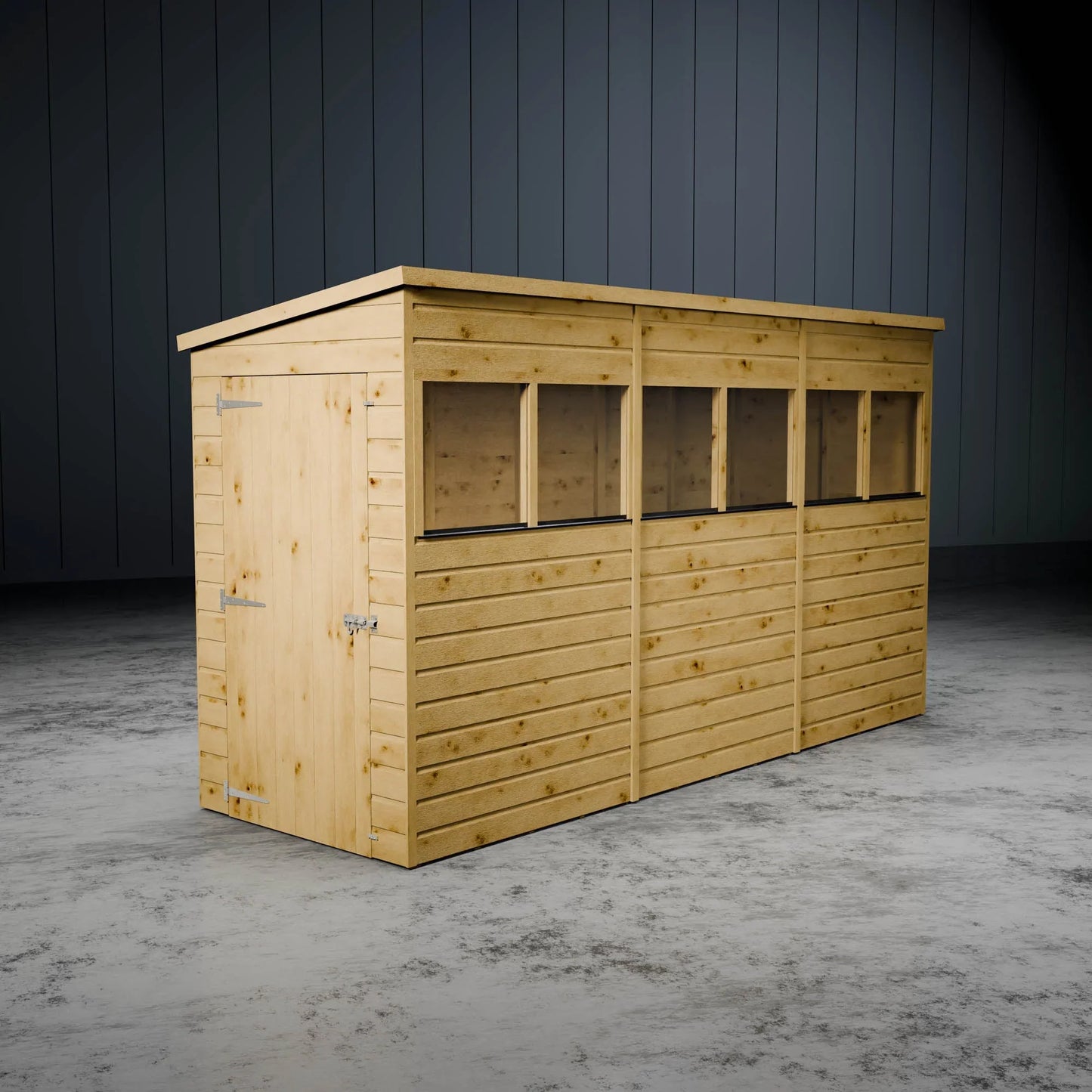 Modular Shiplap Pent Single Door Wooden Shed