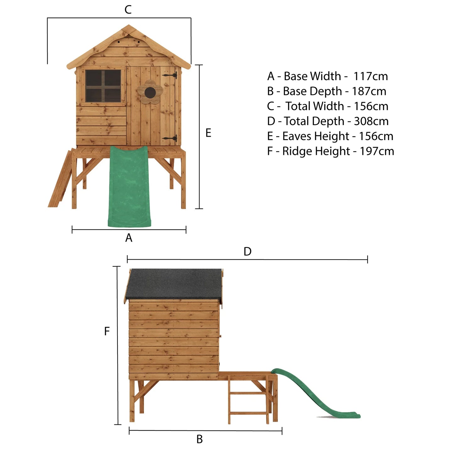 Snug Tower Wooden Playhouse with Slide