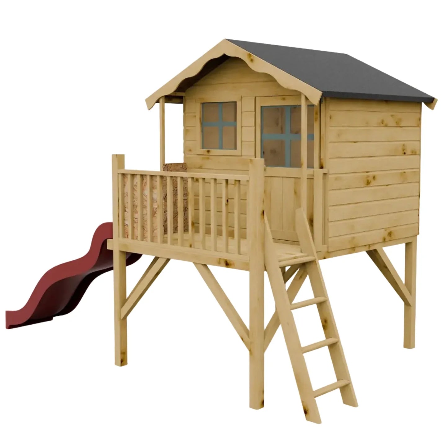 Poppy Tower Wooden Playhouse with Slide