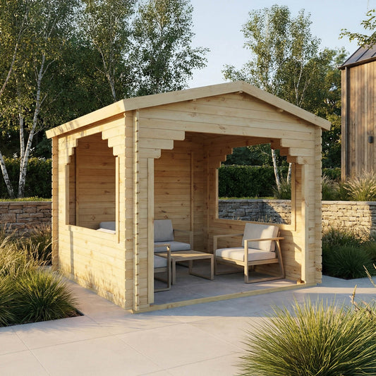 3m x 3m Log Cabin Gazebo - 28mm