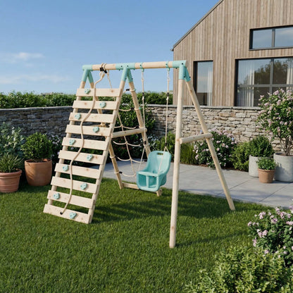 Single Baby Swing Set With Climbing Wall - Shadowfern II