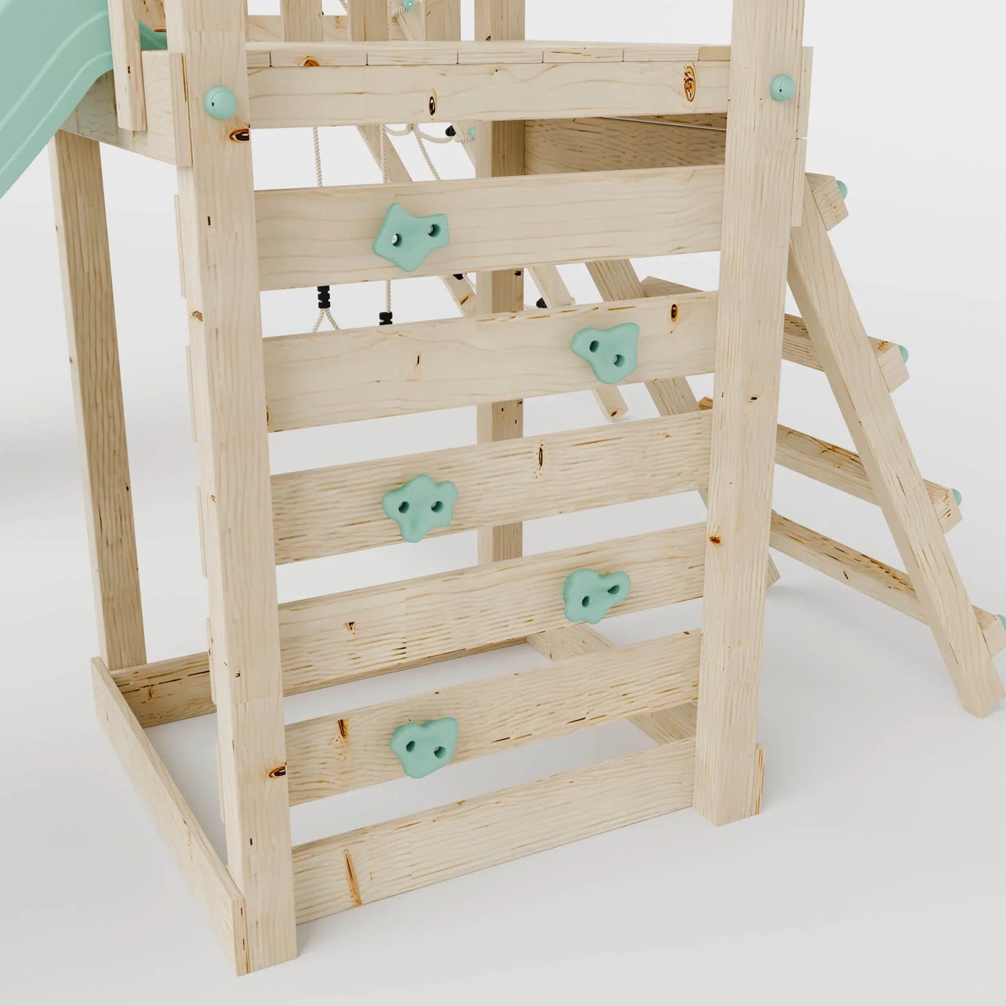 Climbing Frame With Single Swing& Climbing Wall - Bramblewick Forest V