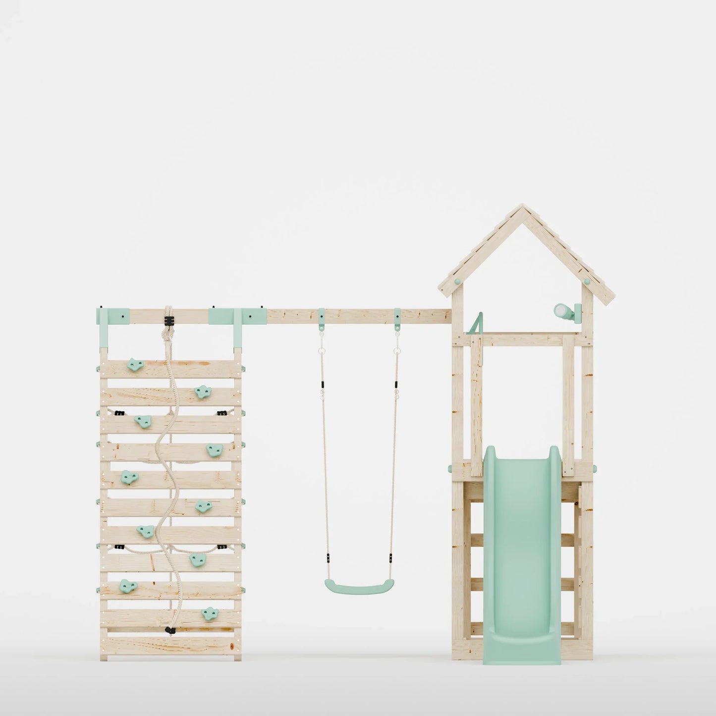 Climbing Frame With Single Swing& Climbing Wall - Bramblewick Forest V