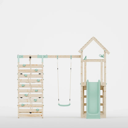 Climbing Frame With Single Swing& Climbing Wall - Bramblewick Forest V
