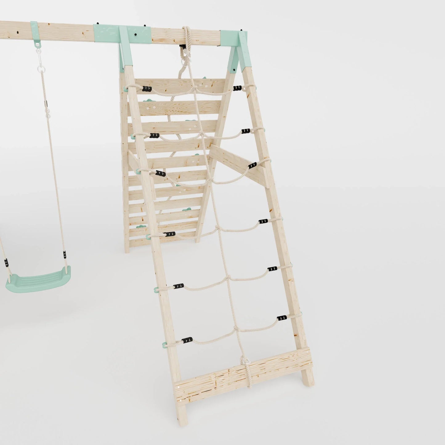 Climbing Frame With Single Swing& Climbing Wall - Bramblewick Forest V