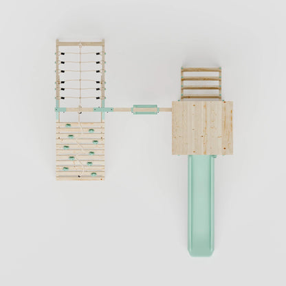 Climbing Frame With Single Swing& Climbing Wall - Bramblewick Forest V