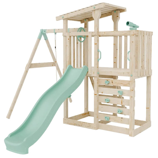 Extended Climbing Frame With Single Swing - Willow Way V