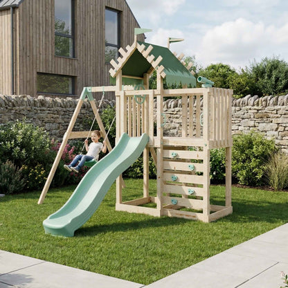 Extended Climbing Frame With Single Swing - Enchanted Grove V