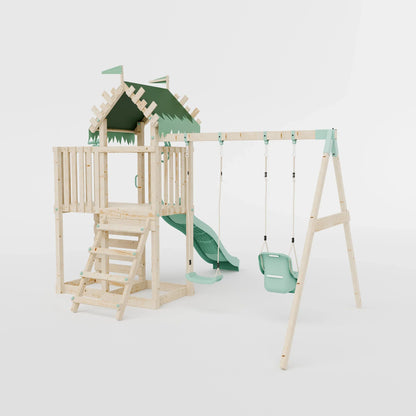 Extended Climbing Frame With Double Swing - Enchanted Grove IX