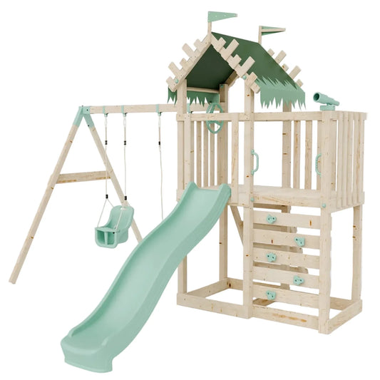 Extended Climbing Frame With Double Swing - Enchanted Grove IX