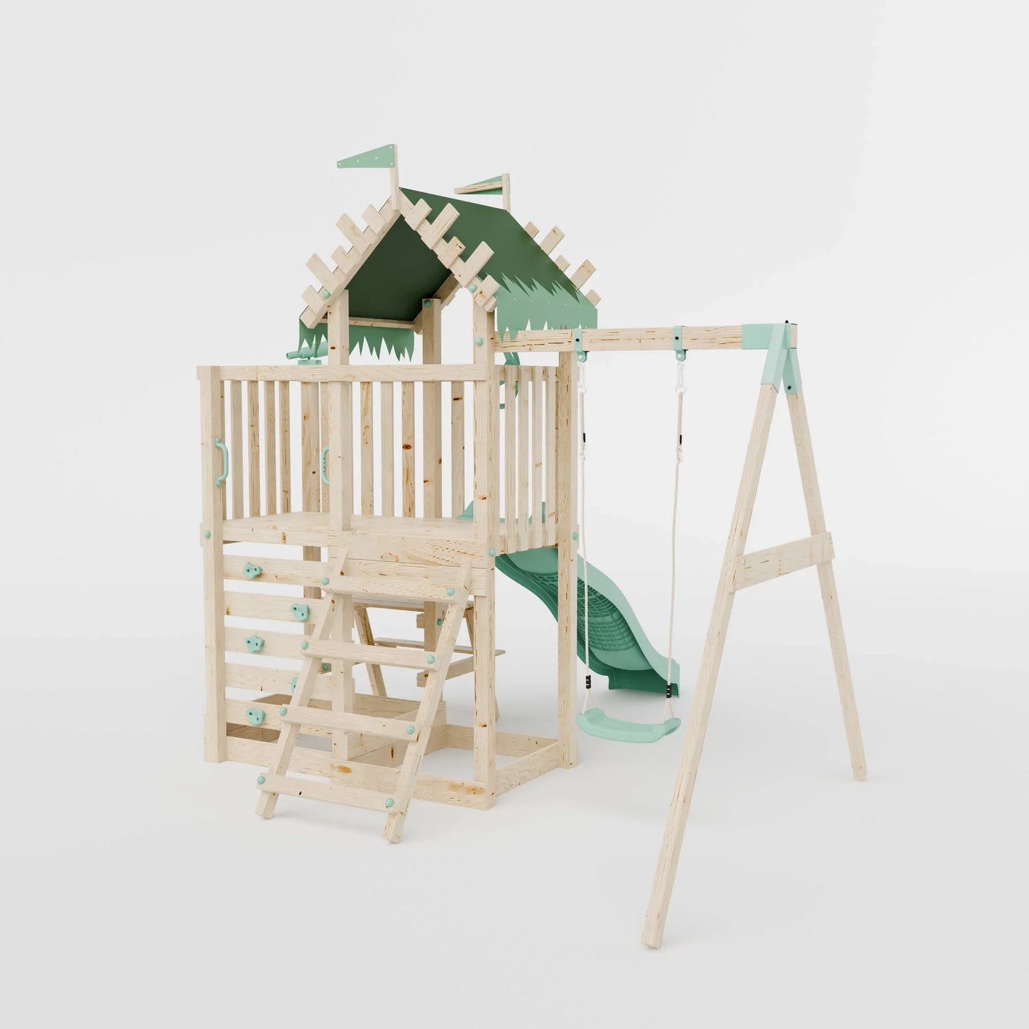 Extended Climbing Frame With Single Swing & Picnic Table - Enchanted Grove VI