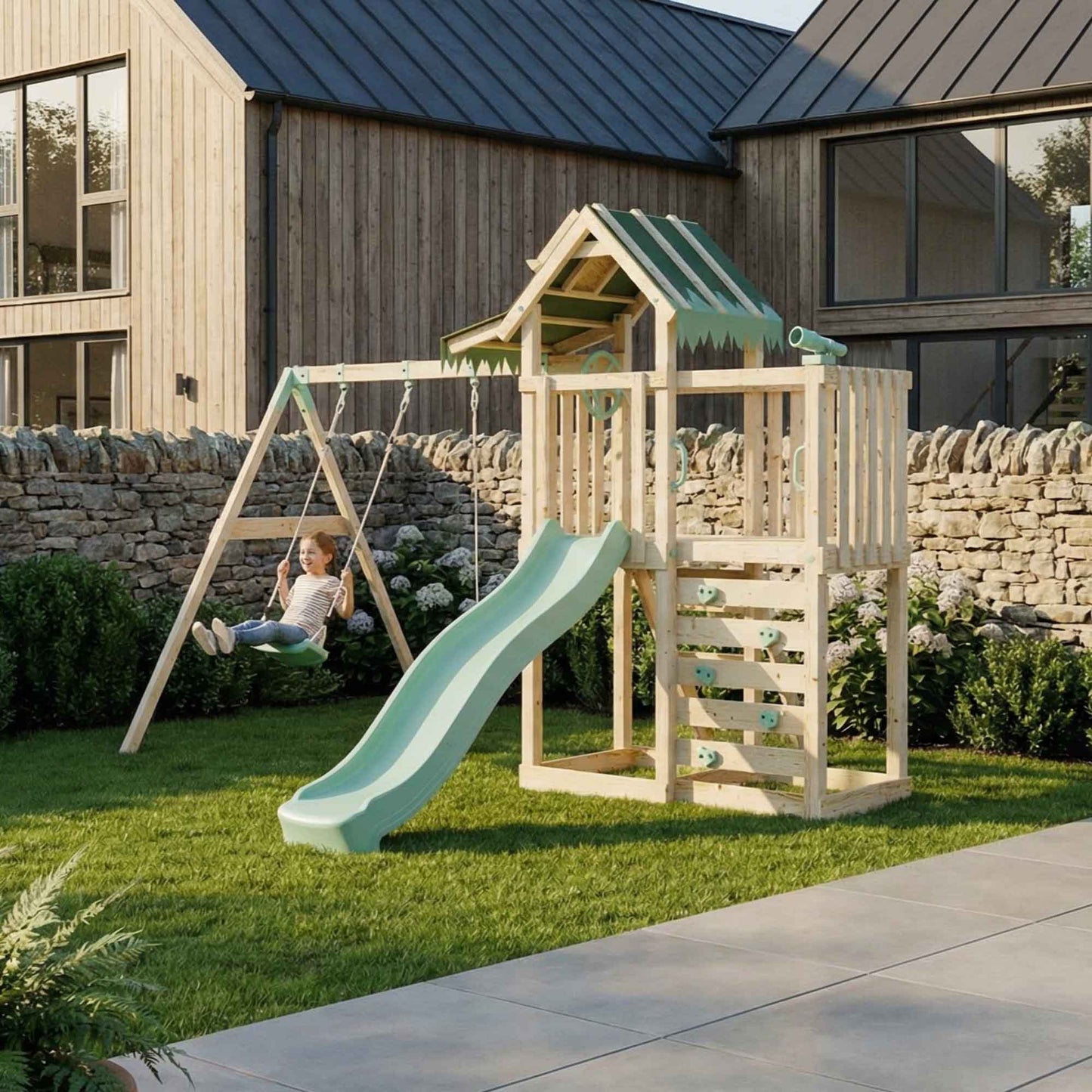 Extended Climbing Frame With Double Swing - Eldertree Forest VII