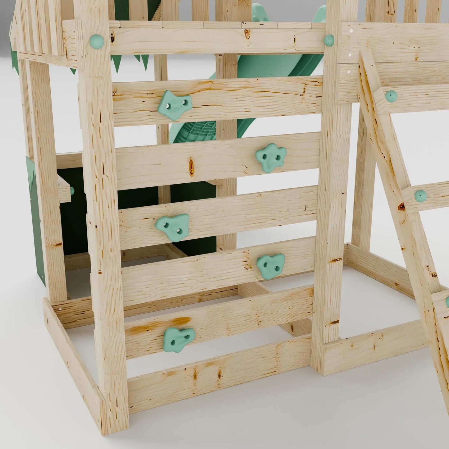 Extended Climbing Frame With Single Swing & Shop - Bramblewick Forest VI