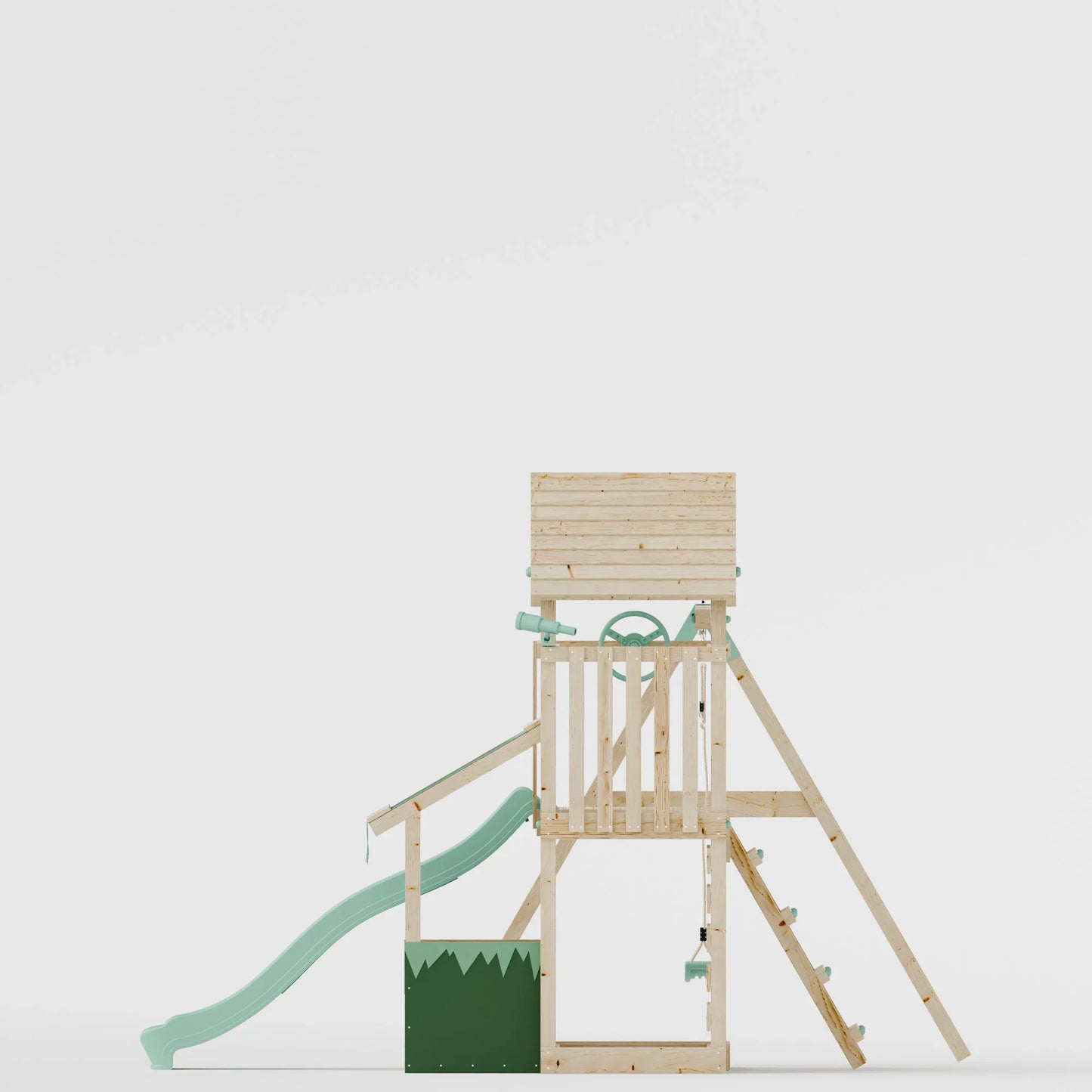 Extended Climbing Frame With Single Swing & Shop - Bramblewick Forest VI