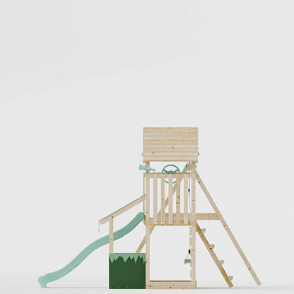 Extended Climbing Frame With Single Swing & Shop - Bramblewick Forest VI