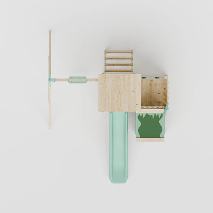 Extended Climbing Frame With Single Swing & Shop - Bramblewick Forest VI