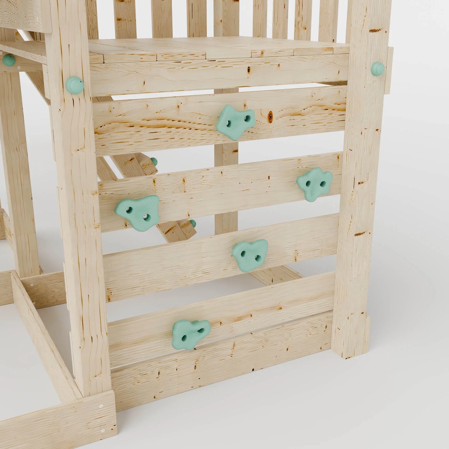 Extended Climbing Frame With Step Up, Single Swing & Climbing Wall - Enchanted Grove VIII