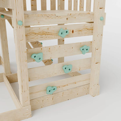 Extended Climbing Frame With Step Up, Single Swing & Climbing Wall - Enchanted Grove VIII