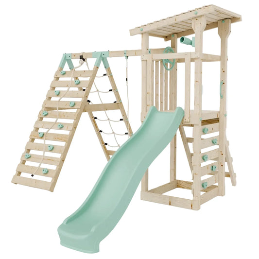 Climbing Frame With Single Swing & Climbing Wall - Willow Way VI