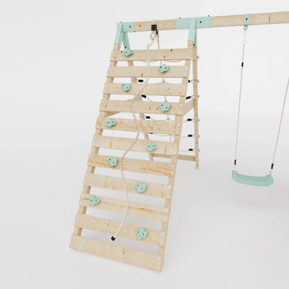 Climbing Frame With Single Swing & Climbing Wall - Willow Way VI