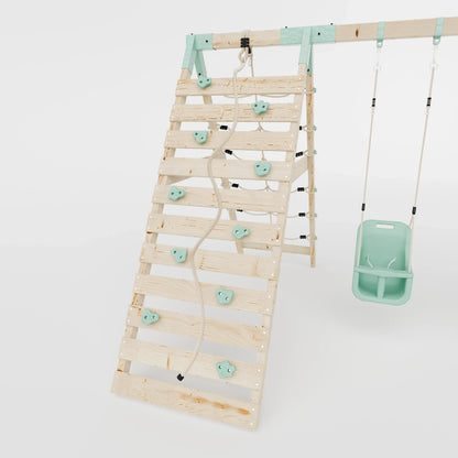 Climbing Frame With Double Swing & Climbing Wall - Willow Way IX