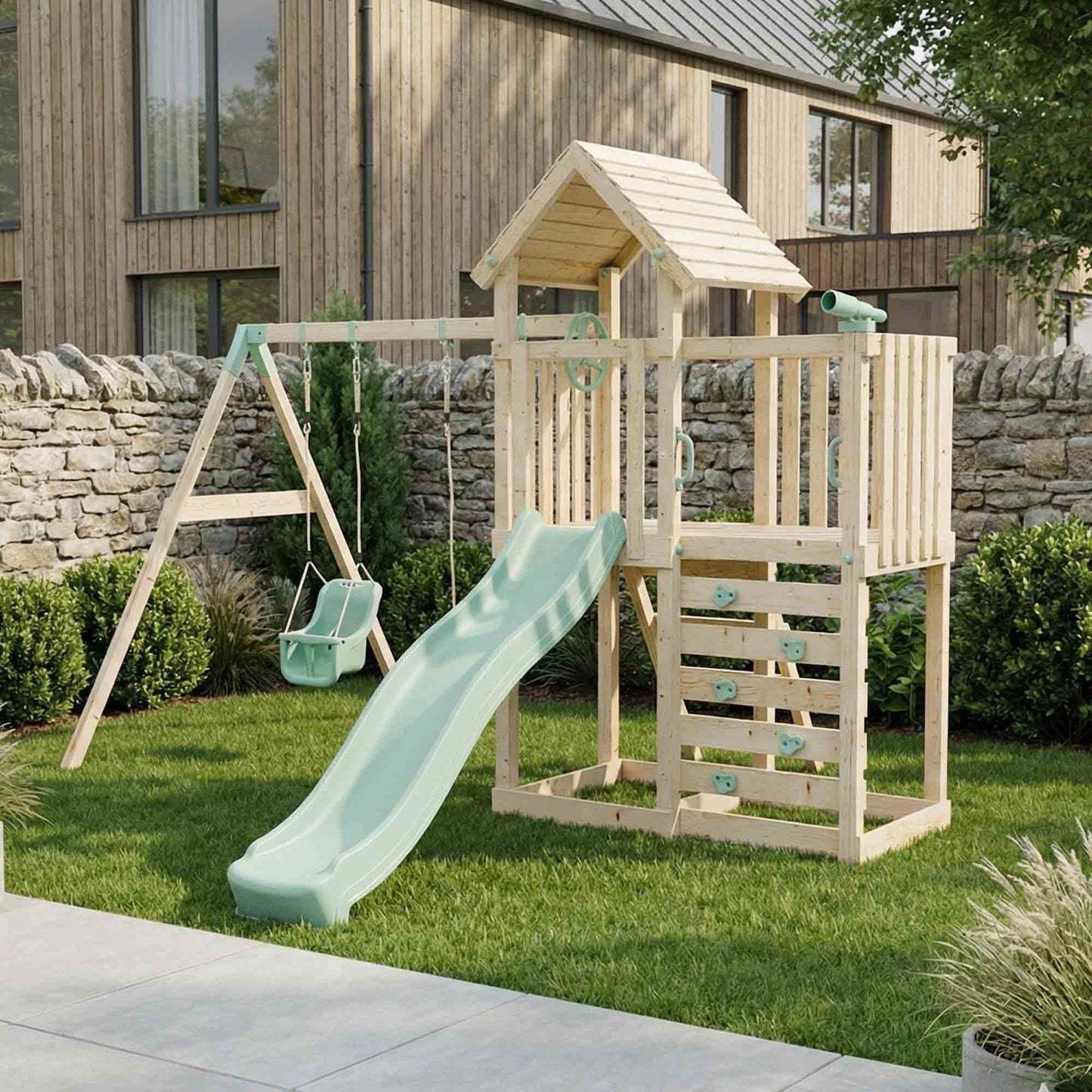 Climbing Frame With Extension & Double Swing - Bramblewick Forest VIII