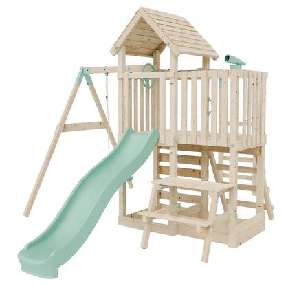 Climbing Frame With Extension, Single Swing, Picnic Table & Monkey Bars - Bramblewick Forest VIII