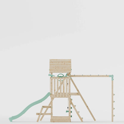 Climbing Frame With Extension, Single Swing, Picnic Table & Monkey Bars - Bramblewick Forest VIII