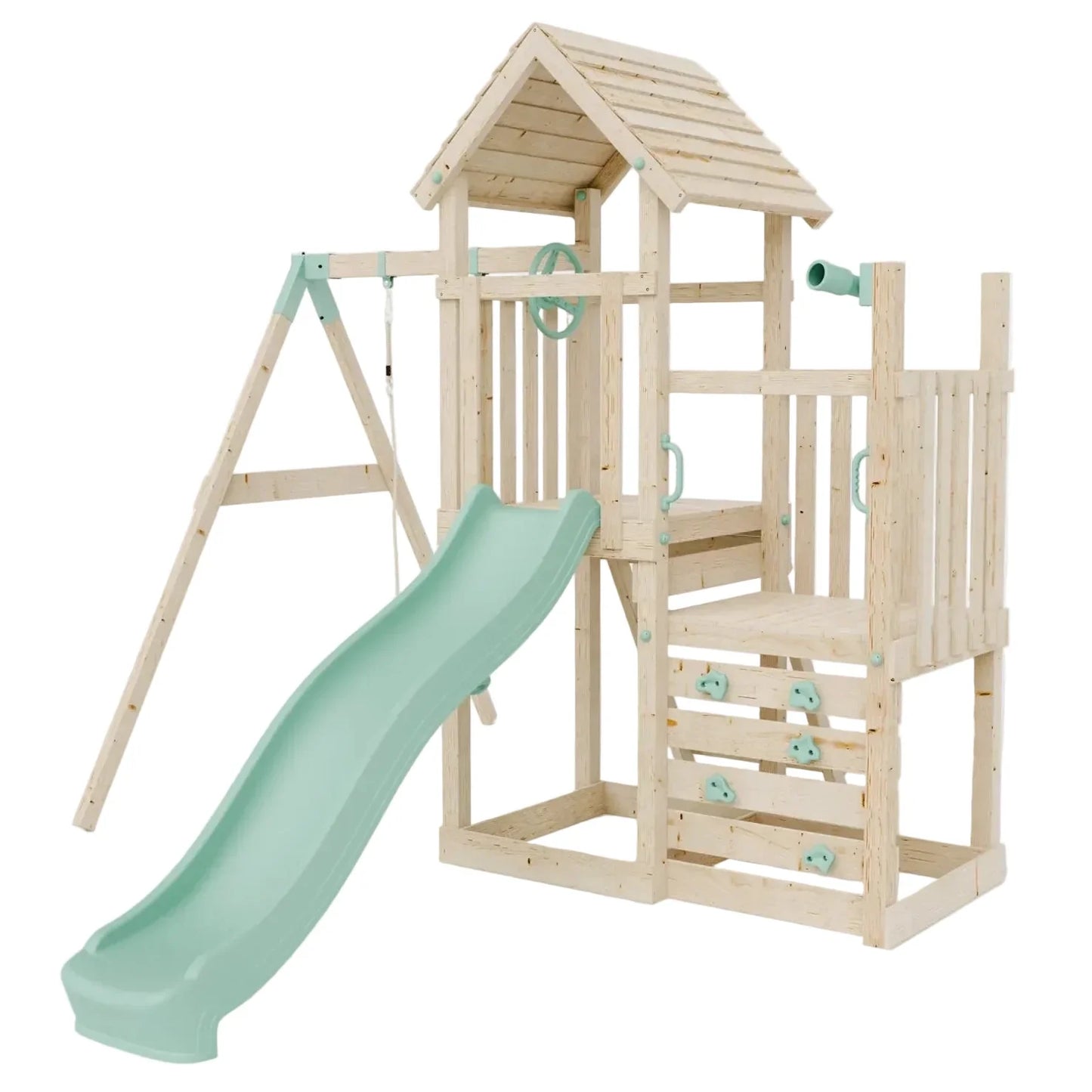 Climbing Frame With Step Up & Single Swing - Bramblewick Forest IV