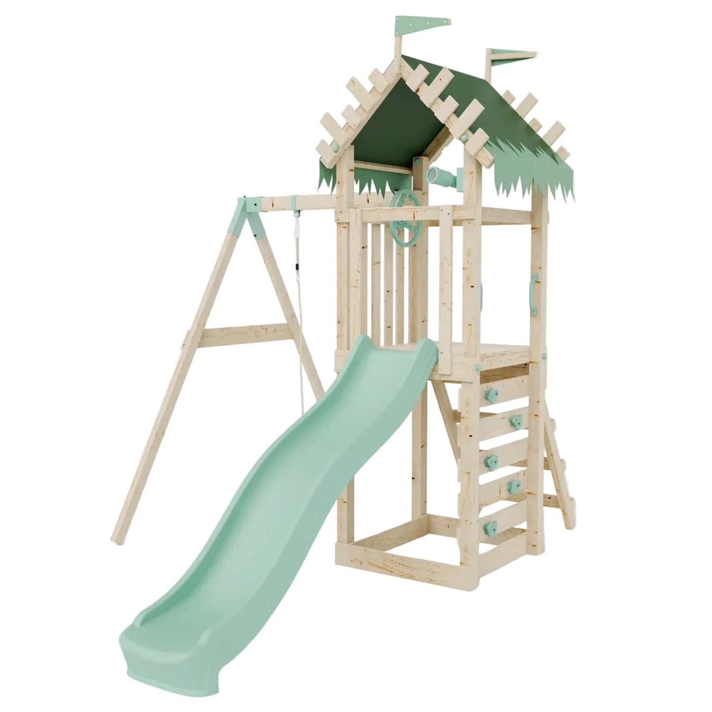 Climbing Frame With Single Swing - Enchanted Grove I