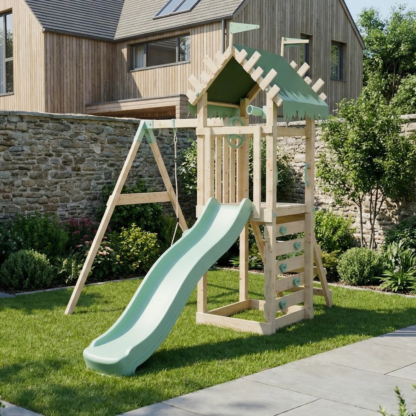 Climbing Frame With Single Baby Swing - Enchanted Grove II