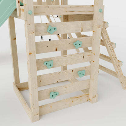 Climbing Frame With Single Swing & Climbing Wall - Eldertree Forest IV