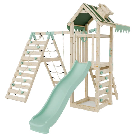 Climbing Frame With Single Swing & Climbing Wall - Eldertree Forest IV