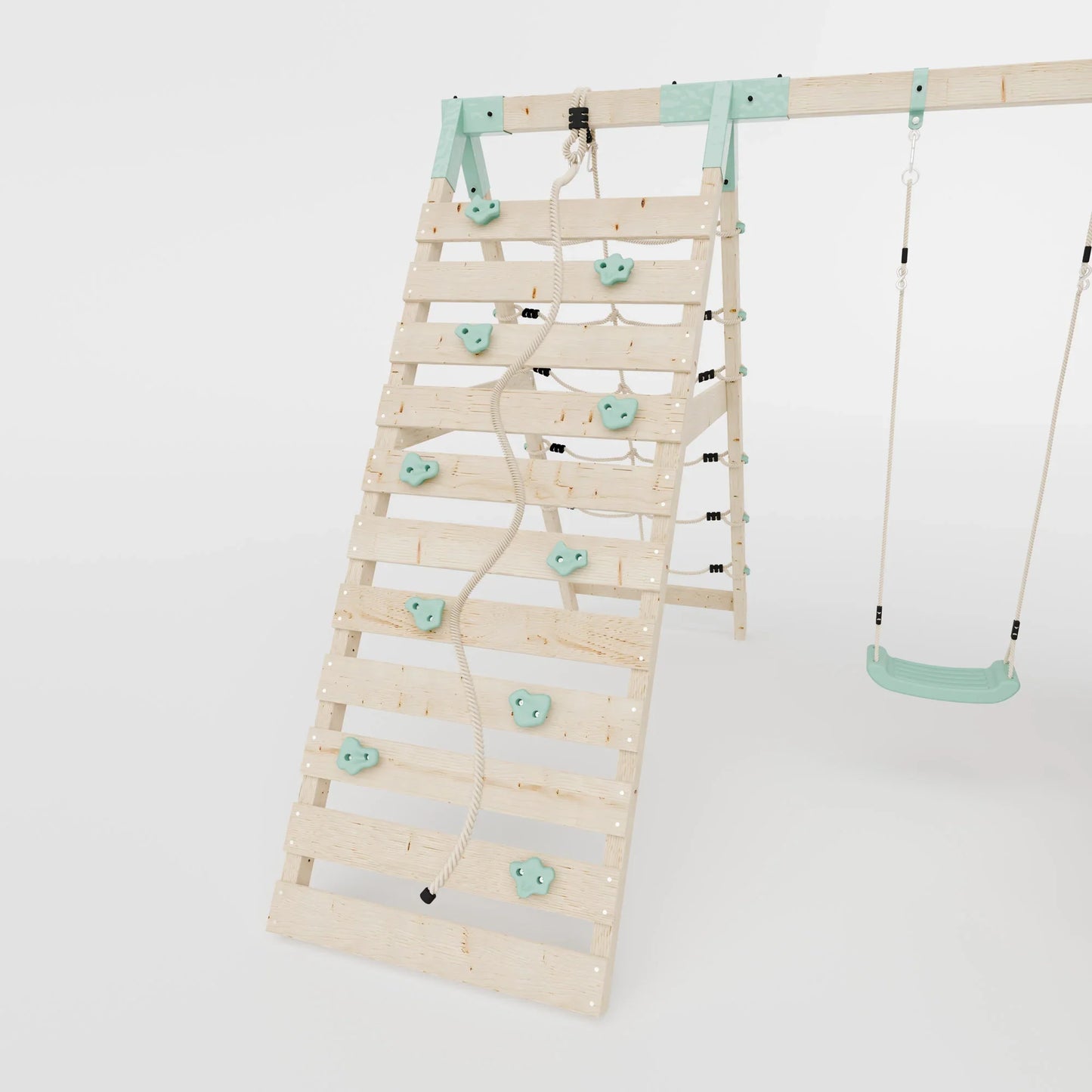 Climbing Frame With Single Swing & Climbing Wall - Eldertree Forest IV