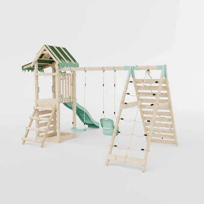 Climbing Frame With Double Swing & Climbing Wall - Eldertree Forest VI