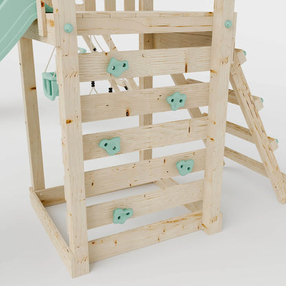 Climbing Frame With Double Swing & Climbing Wall - Eldertree Forest VI