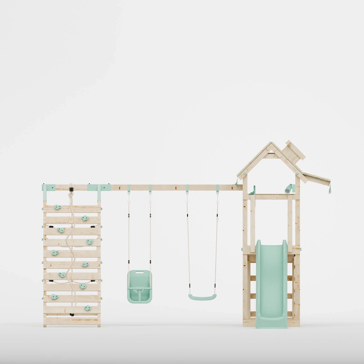 Climbing Frame With Double Swing & Climbing Wall - Eldertree Forest VI
