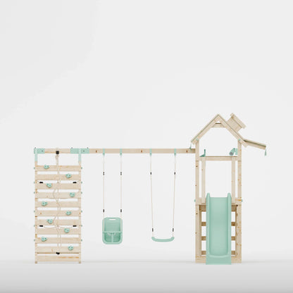 Climbing Frame With Double Swing & Climbing Wall - Eldertree Forest VI