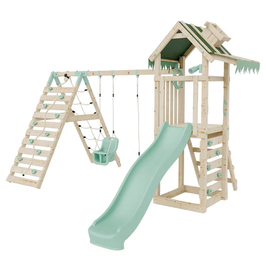 Climbing Frame With Double Swing & Climbing Wall - Eldertree Forest VI