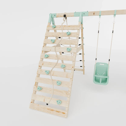 Climbing Frame With Double Swing & Climbing Wall - Eldertree Forest VI