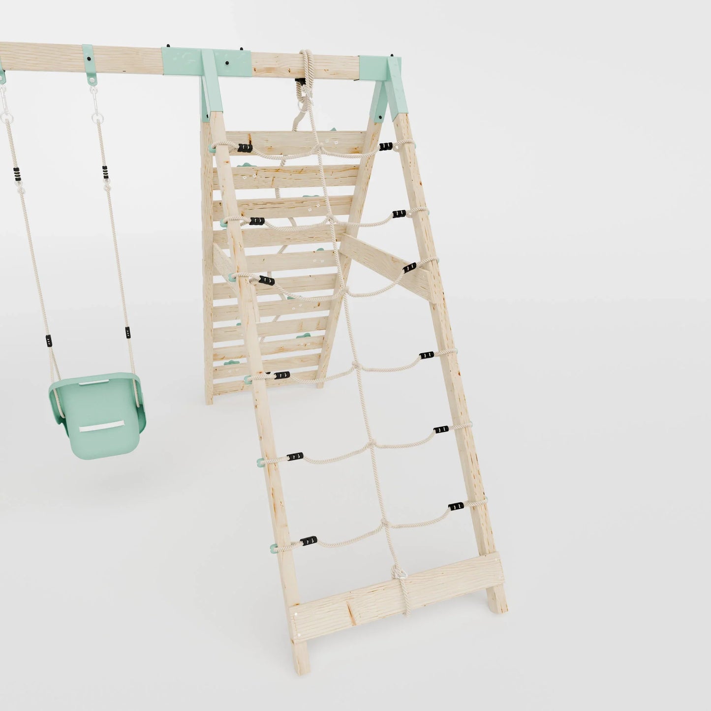 Climbing Frame With Double Swing & Climbing Wall - Eldertree Forest VI