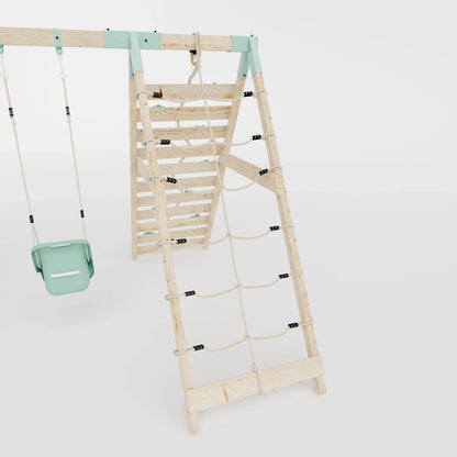 Climbing Frame With Double Swing & Climbing Wall - Eldertree Forest VI
