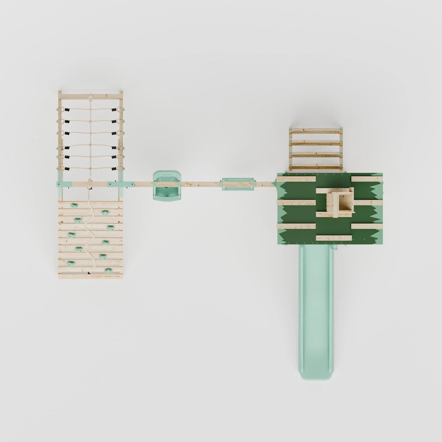 Climbing Frame With Double Swing & Climbing Wall - Eldertree Forest VI