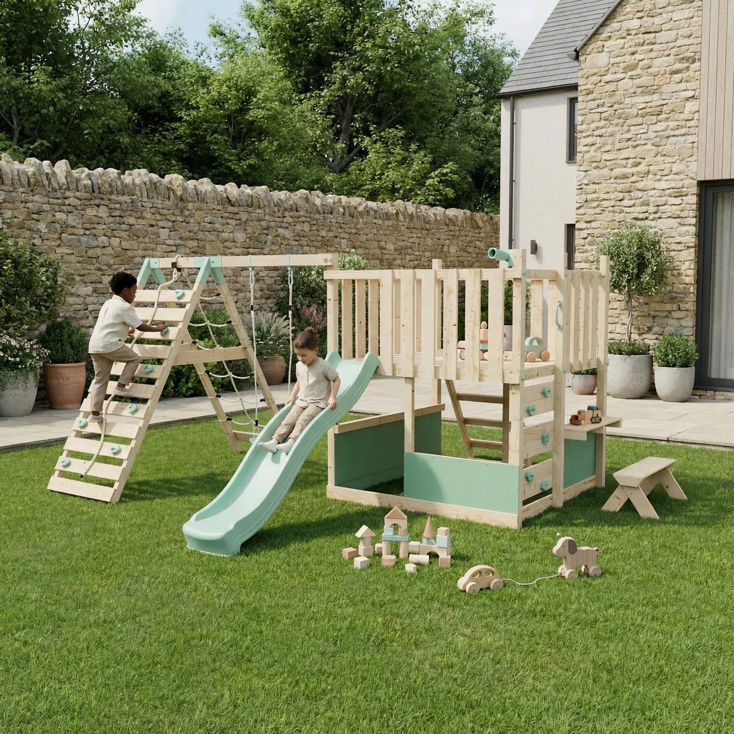 LittleSummit Tower with Swing & Climbing Wall