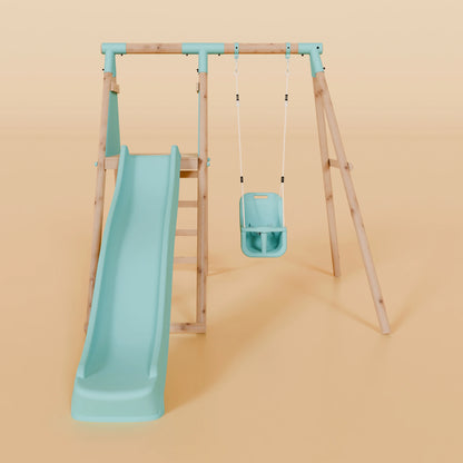 Single Wooden Baby Swing Set With Slide - Springwood II