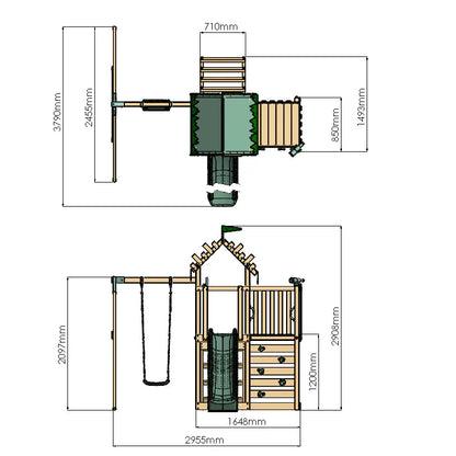 Extended Climbing Frame With Single Swing - Enchanted Grove V