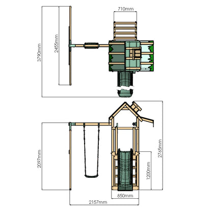 Climbing Frame With Single Swing - Eldertree Forest I