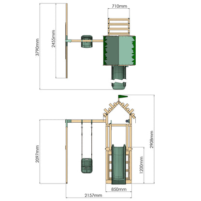 Climbing Frame With Single Baby Swing - Enchanted Grove II