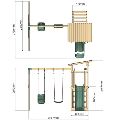 Climbing Frame with Double Swing - Willow Way VIII